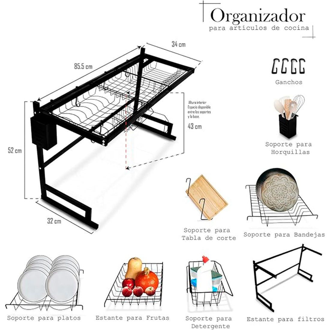 ESCURRIDOR DE PLATOS 85 CM