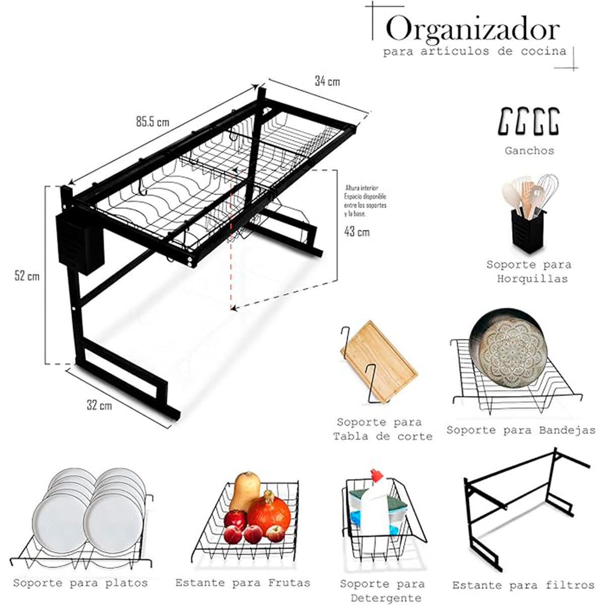 ESCURRIDOR DE PLATOS 85 CM