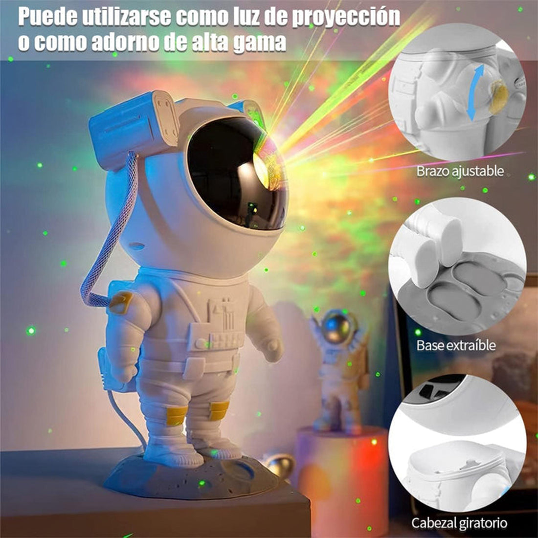 PROYECTOR PARLANTE BLUETOOTH DE LUZ NOCTURNA ASTRONAUTAS