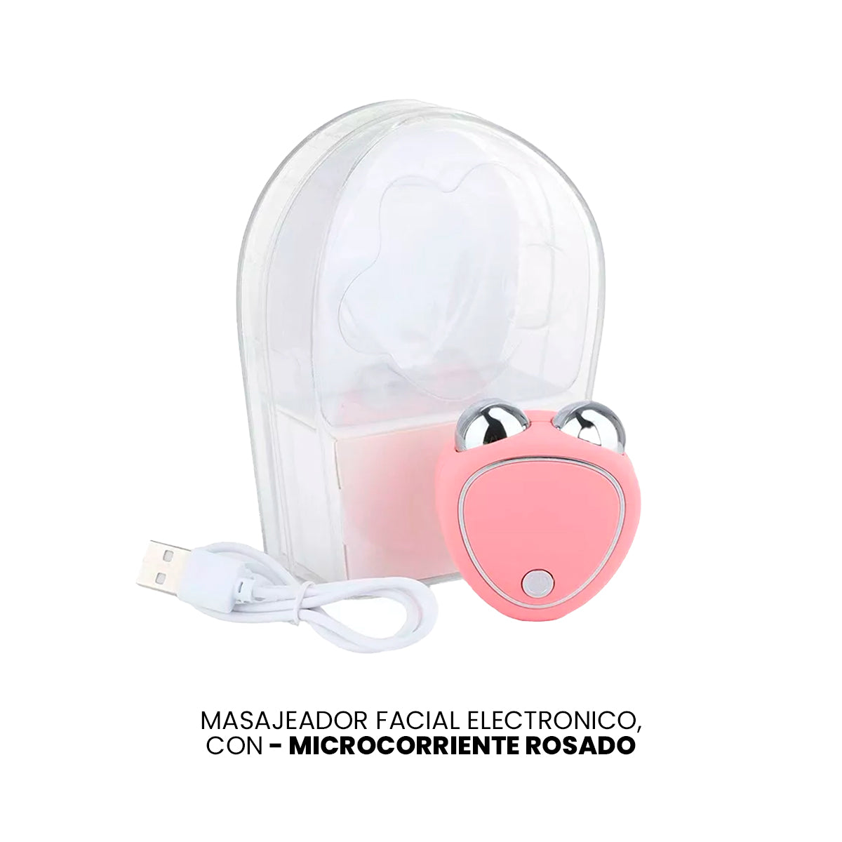 MASAJEADOR FACIAL ELECTRONICO, CON MICROCORRIENTE ROSA