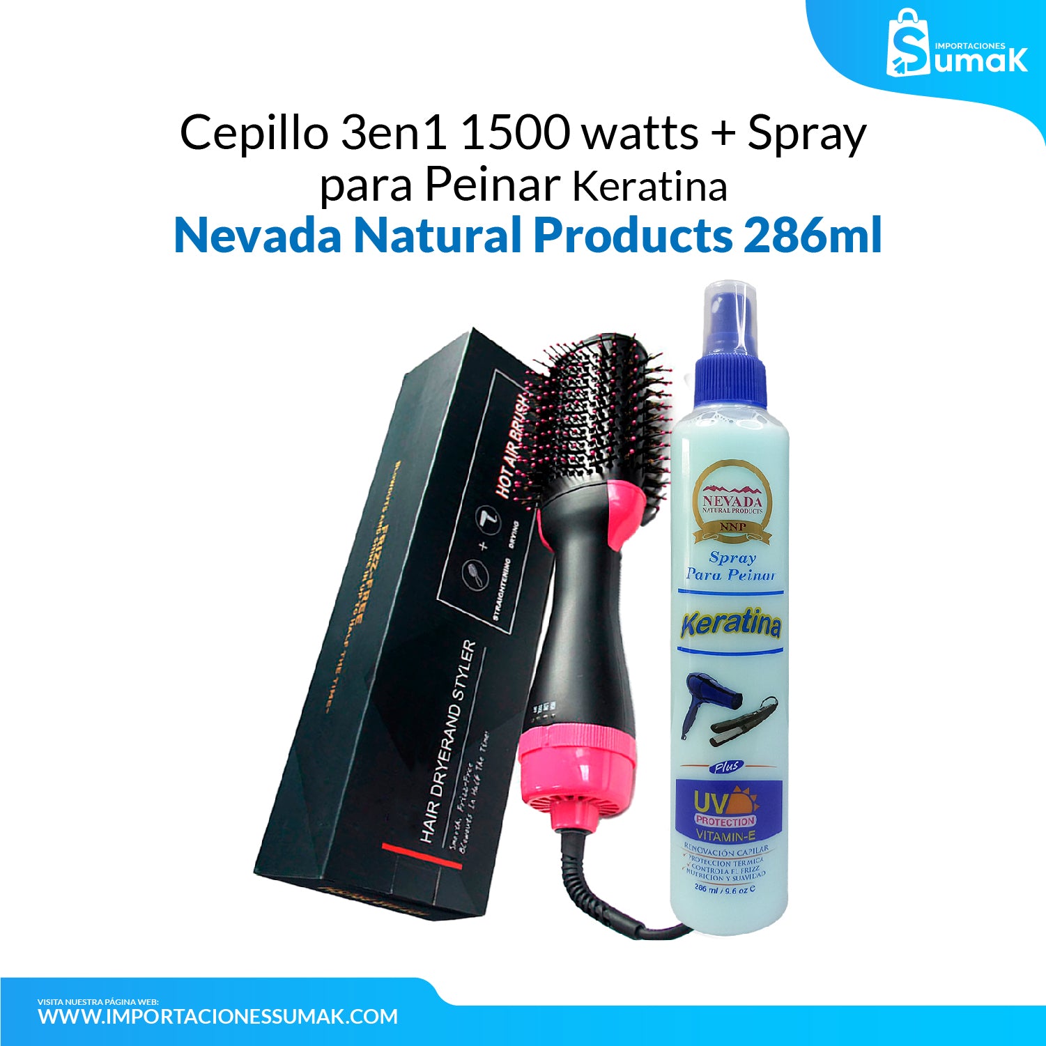 Cepillo 3en1 1500 watts + Spray para Peinar Katerina