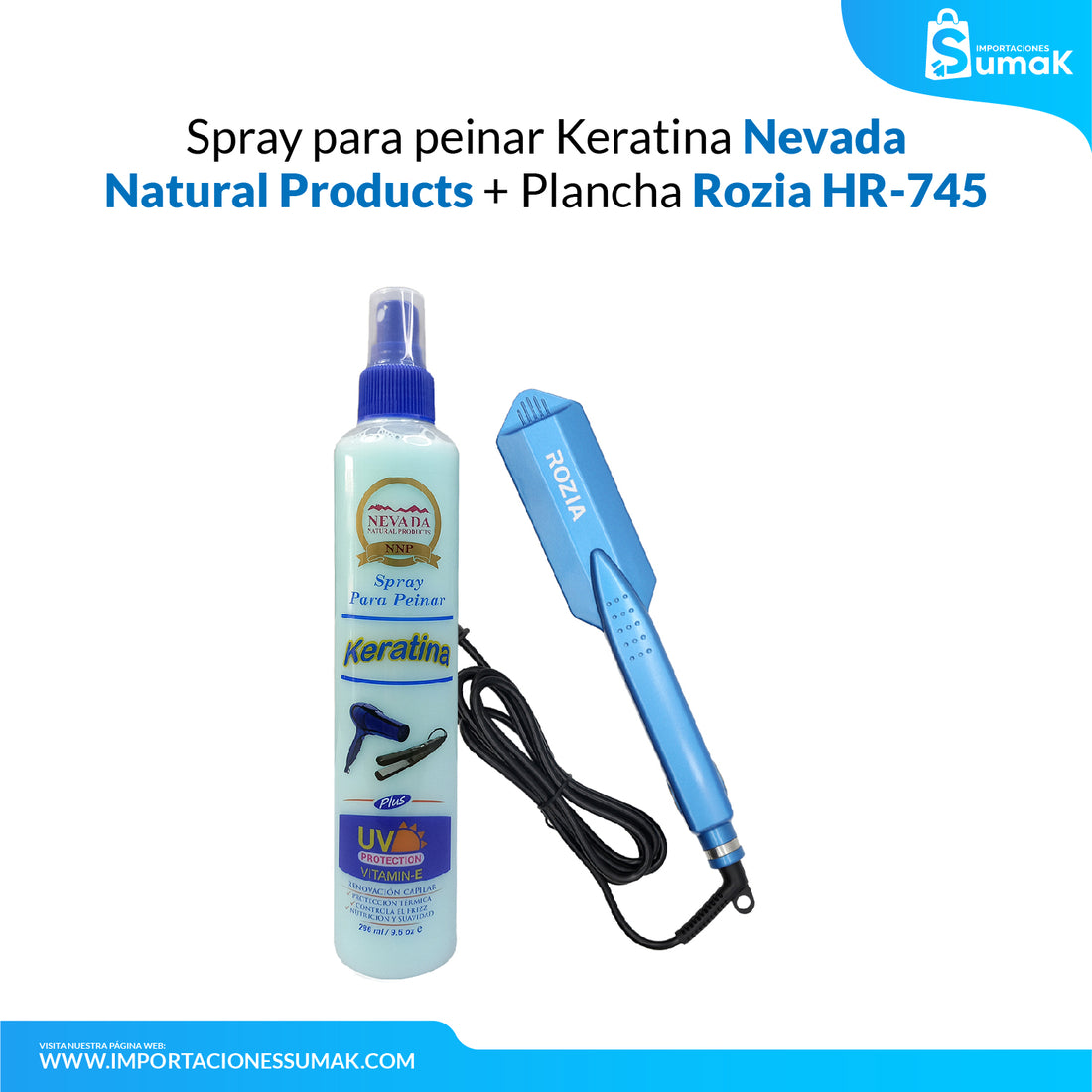 Spray para Peinar Keratina + Plancha Rozia HR-745