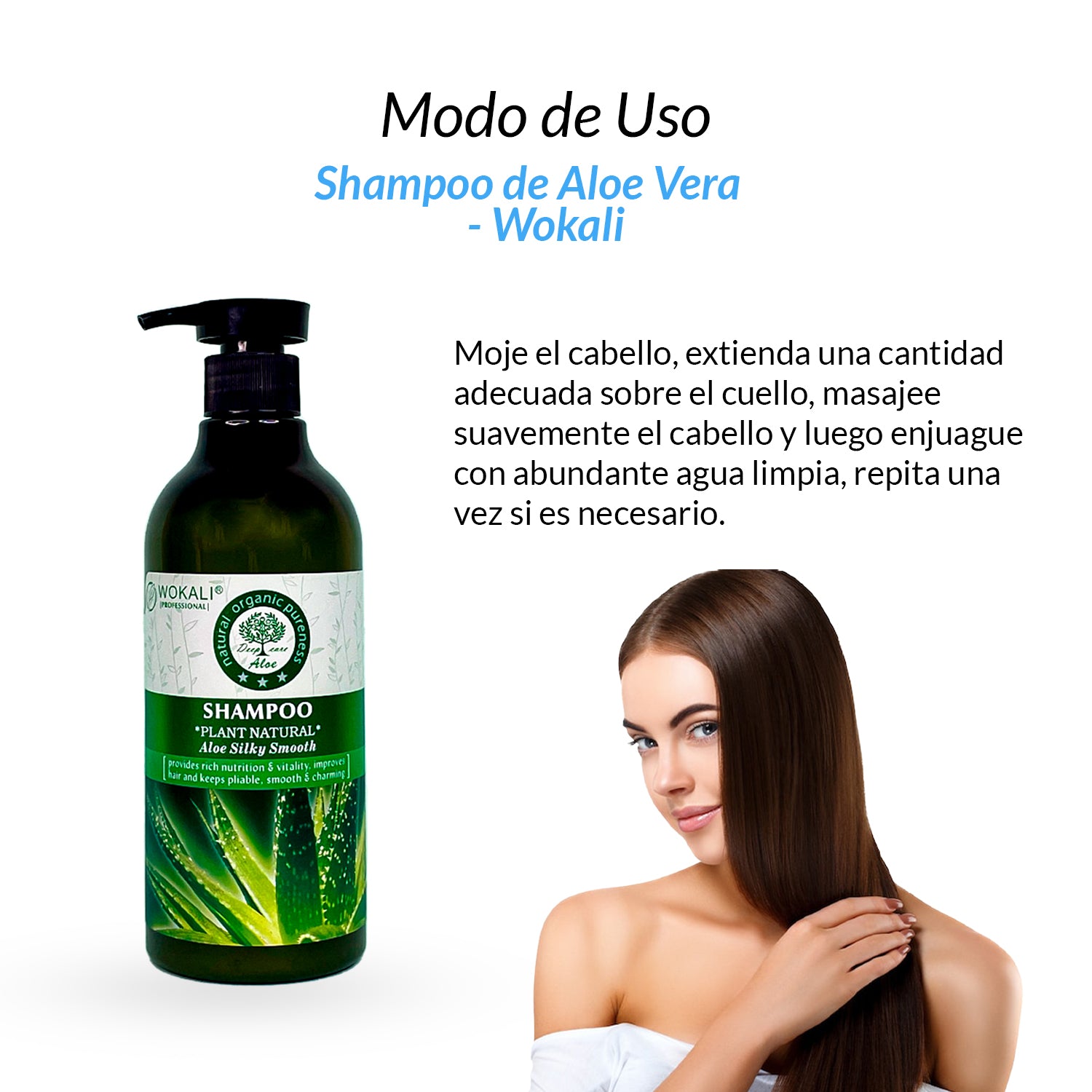 Shampoo de Aloe Vera 550ml - Wokali