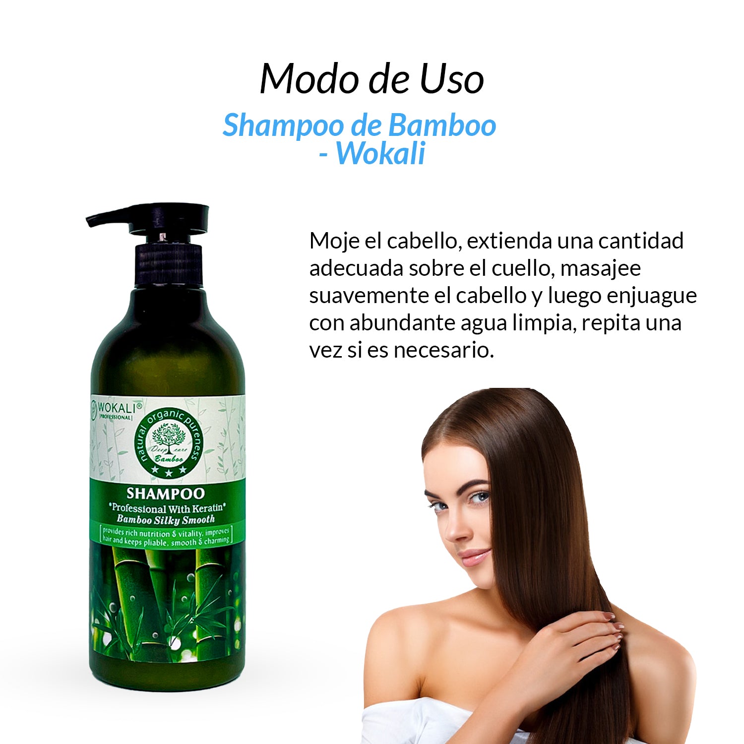 Shampoo de Bamboo 550ml - Wokali
