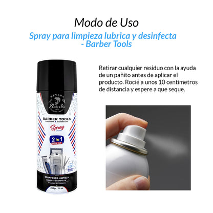 Spray para limpieza lubrica y desinfecta 285gr - Barber Tools