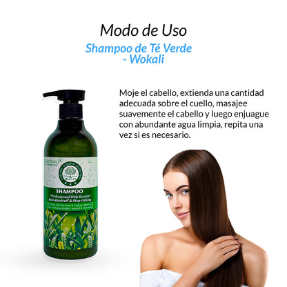 Shampoo de Té Verde 550ml - Wokali