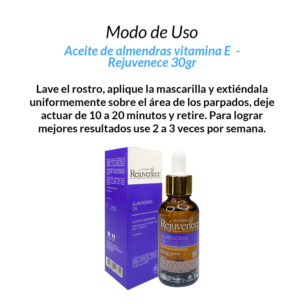 Aceite de almendras Vitamina E 30ml - Rejuvenece