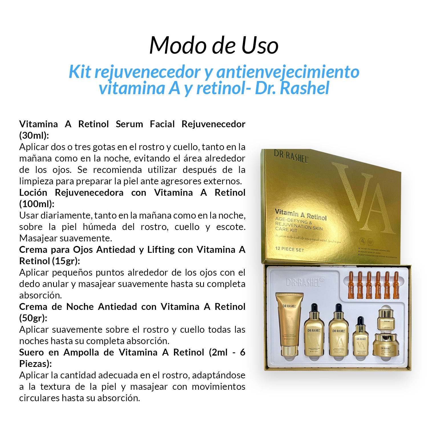 Kit rejuvenecedor y antienvejecimiento vitamina A y retinol
