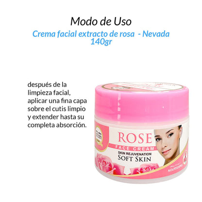Crema facial extracto de rosa 140g - Nevada