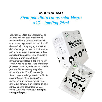 Shampoo pinta canas Negro x10 - JamPaq 25ml