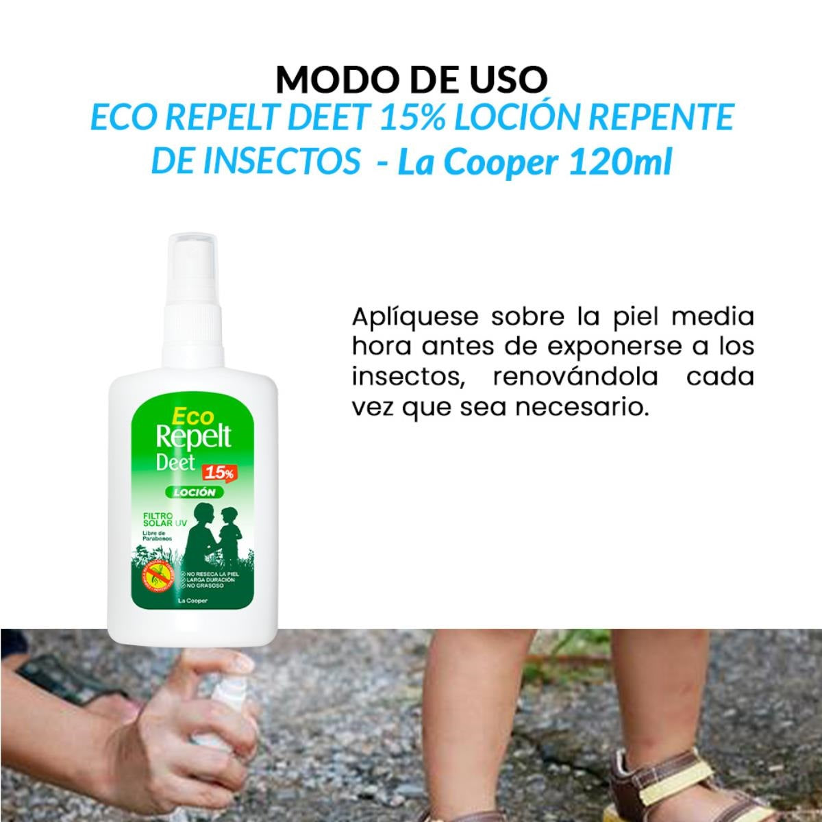 Eco Repelt Deet 15% Loción 120ml - La Cooper