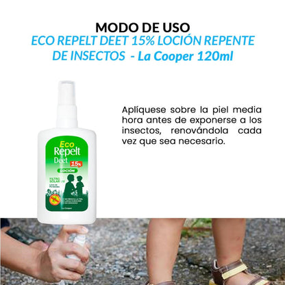 Eco Repelt Deet 15% Loción 120ml - La Cooper