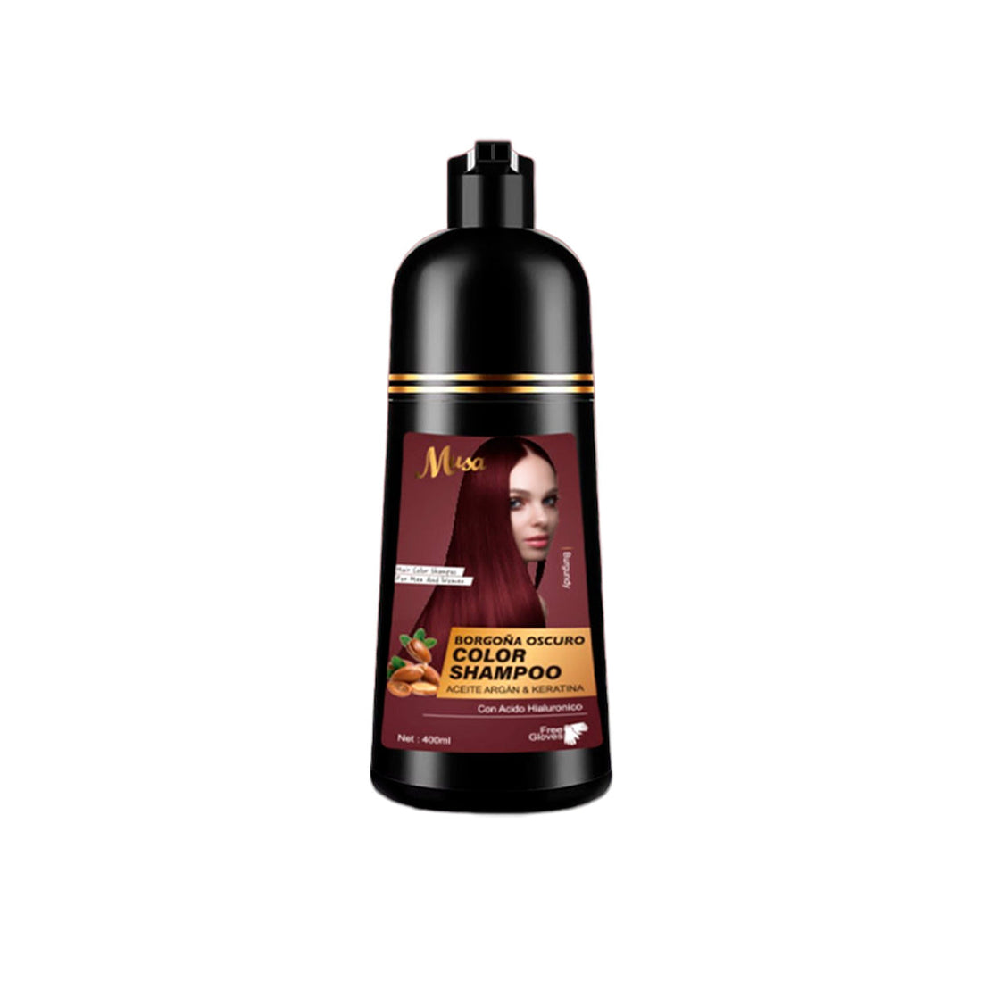 Shampoo Tinte Burgundy 7.66 con Keratina 400ml - Musa