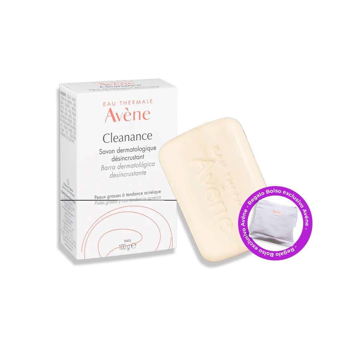 Cleanance barra dermatologica desincrustante Avène 100Gr + mini estuche regalo