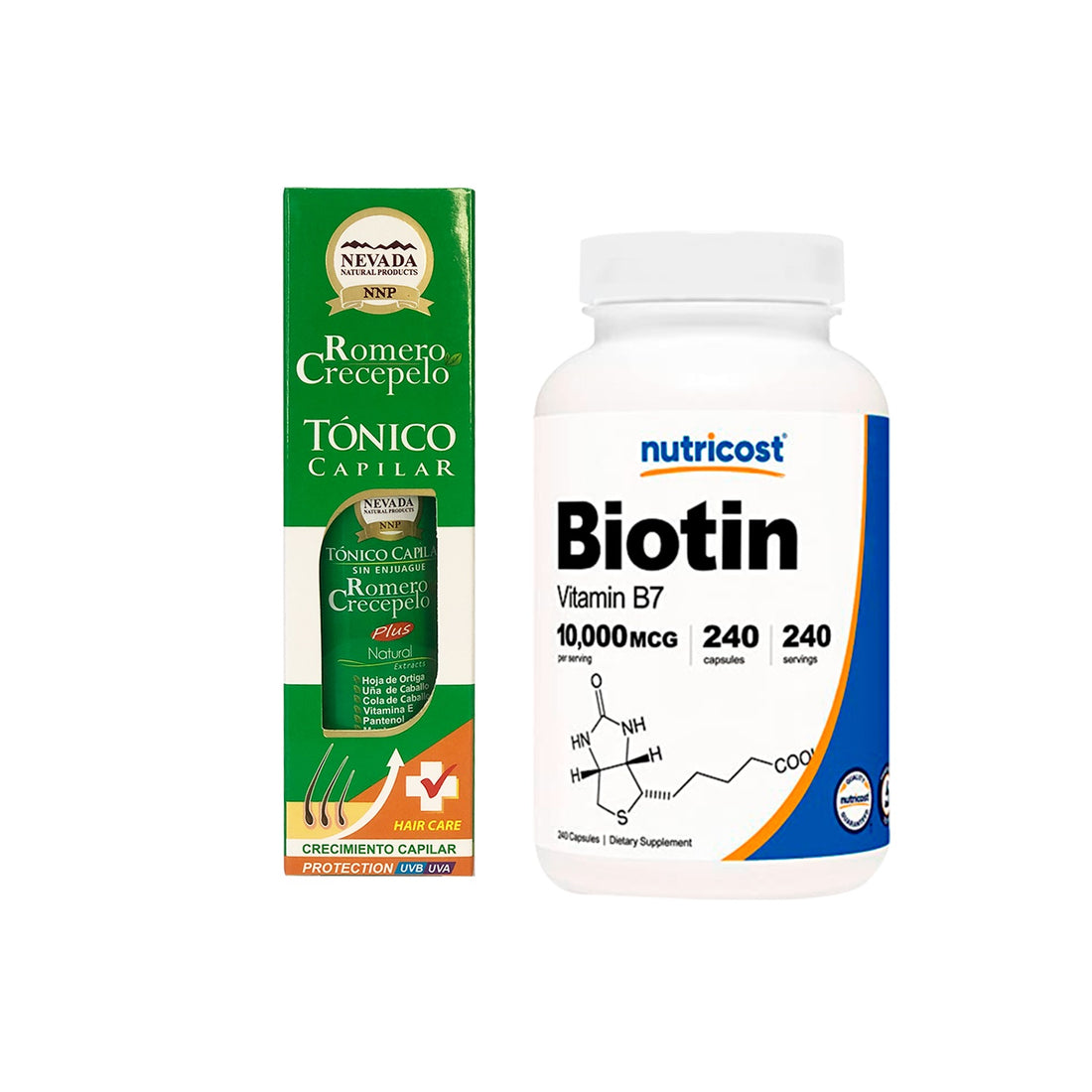 Romero Crecepelo Tónico Capilar 100ml + Biotin Nutricost 10,000mcg