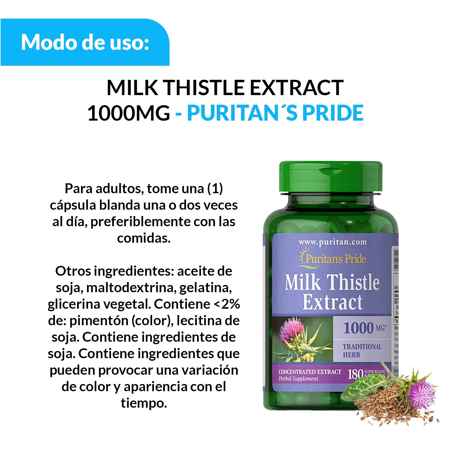 MILK THISTLE EXTRACT 1000MG - PURITAN´S PRIDE