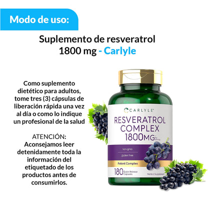 Suplemento de resveratrol 1800 mg - Carlyle