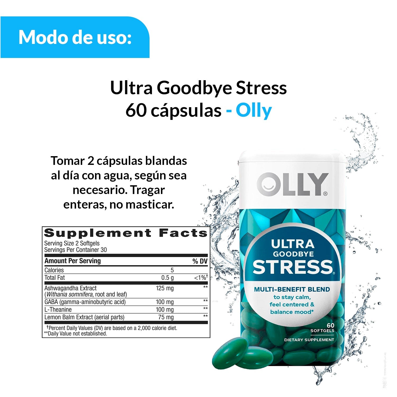 Ultra Goodbye Stress 60 cápsulas - Olly