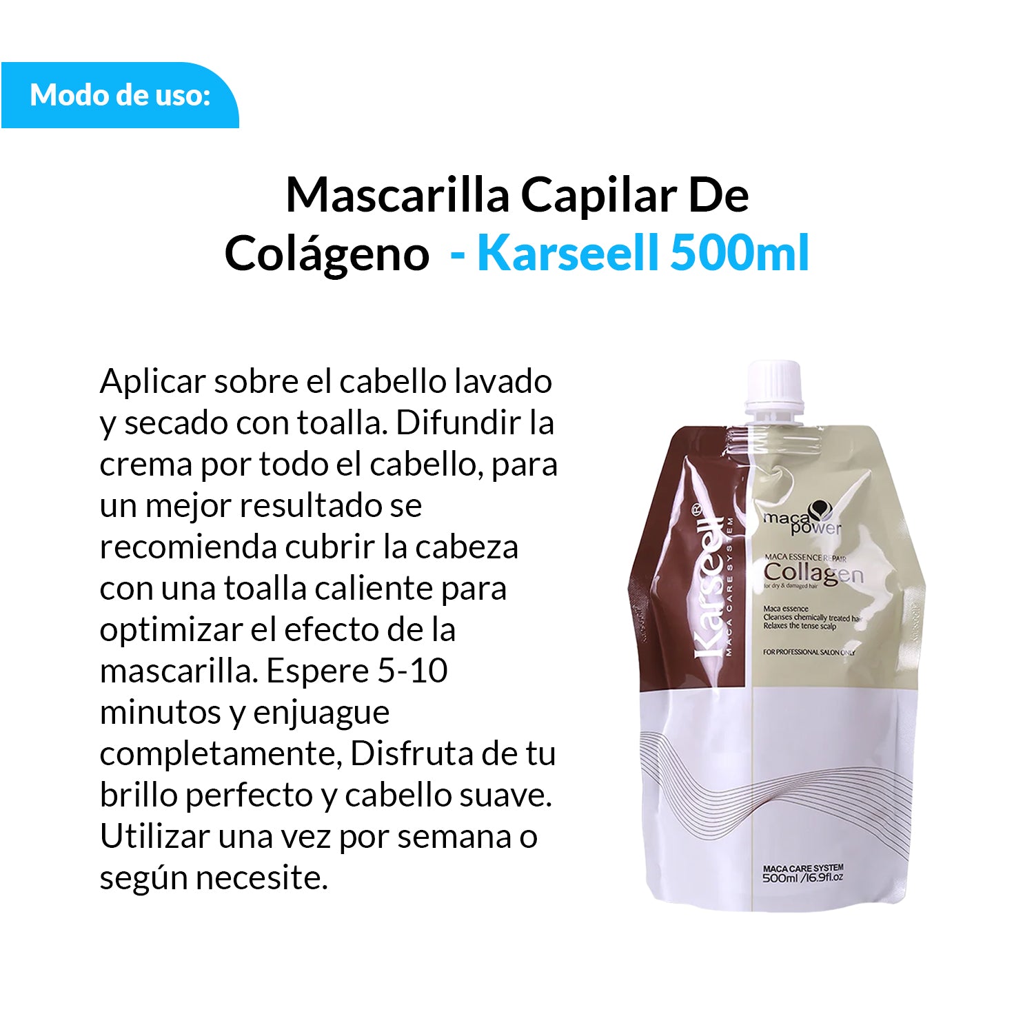 Mascarilla Capilar De Colágeno 500ml - Karseell