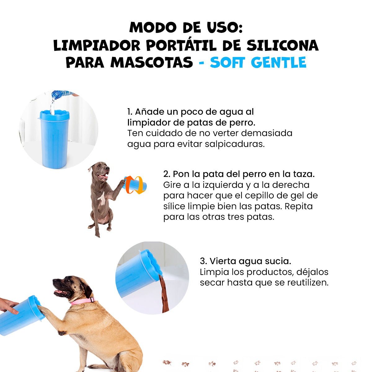 Limpiador portátil de silicona para mascotas Rosado - Soft gentle