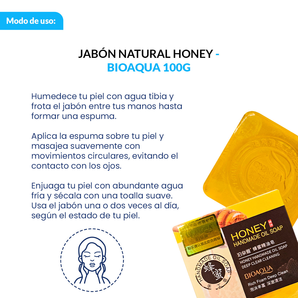 Jabón Natural de Miel Bioaqua 100g Desintoxicante