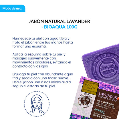 Jabón Natural de lavanda Bioaqua 100g Desintoxicante