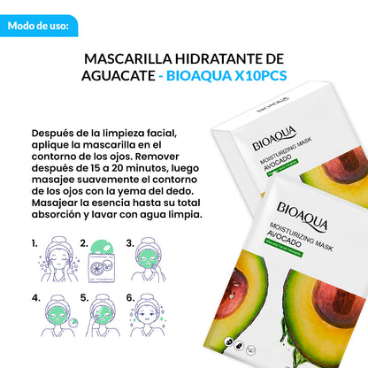 MASCARILLA FACIAL HIDRATANTE DE AGUACATE 25gX10 Pcs - BIOAQUA