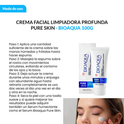 CREMA FACIAL LIMPIADORA PROFUNDA PURE SKIN 100g - BIOAQUA