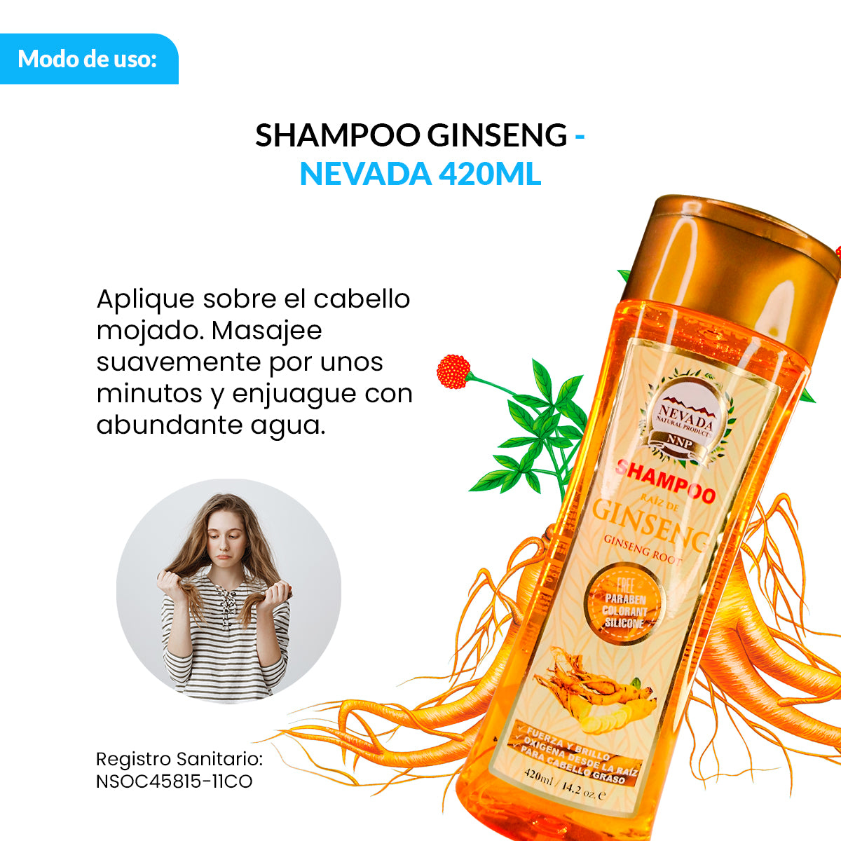 Shampoo Ginseng - Nevada 420Ml
