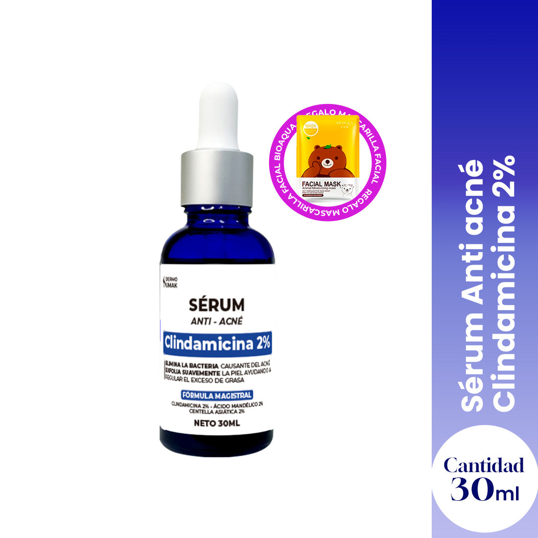 Sérum Anti acné Clindamicina 30 ml - Dermo Sumak + REGALO MASCARILLA