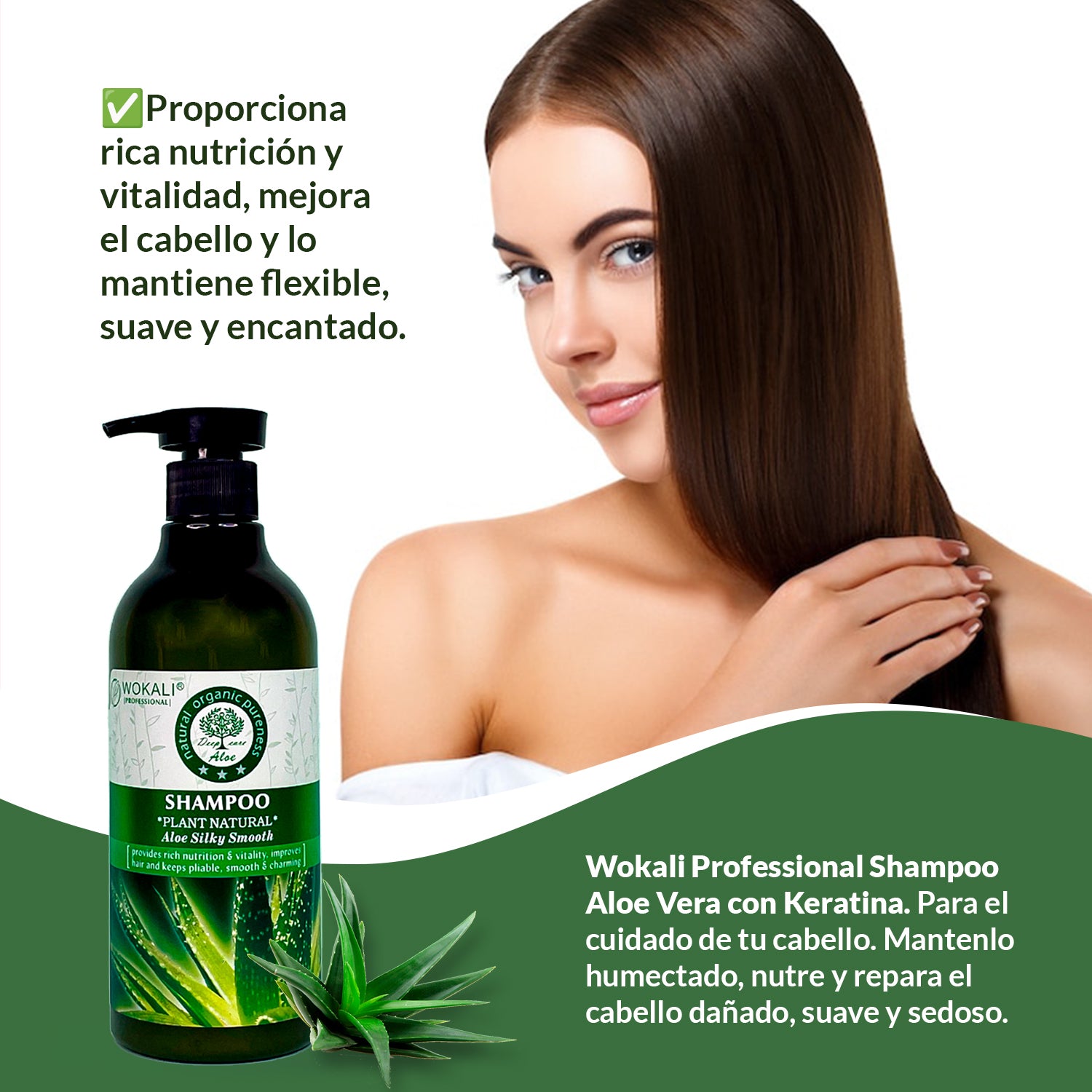 Shampoo de Aloe Vera 550ml - Wokali