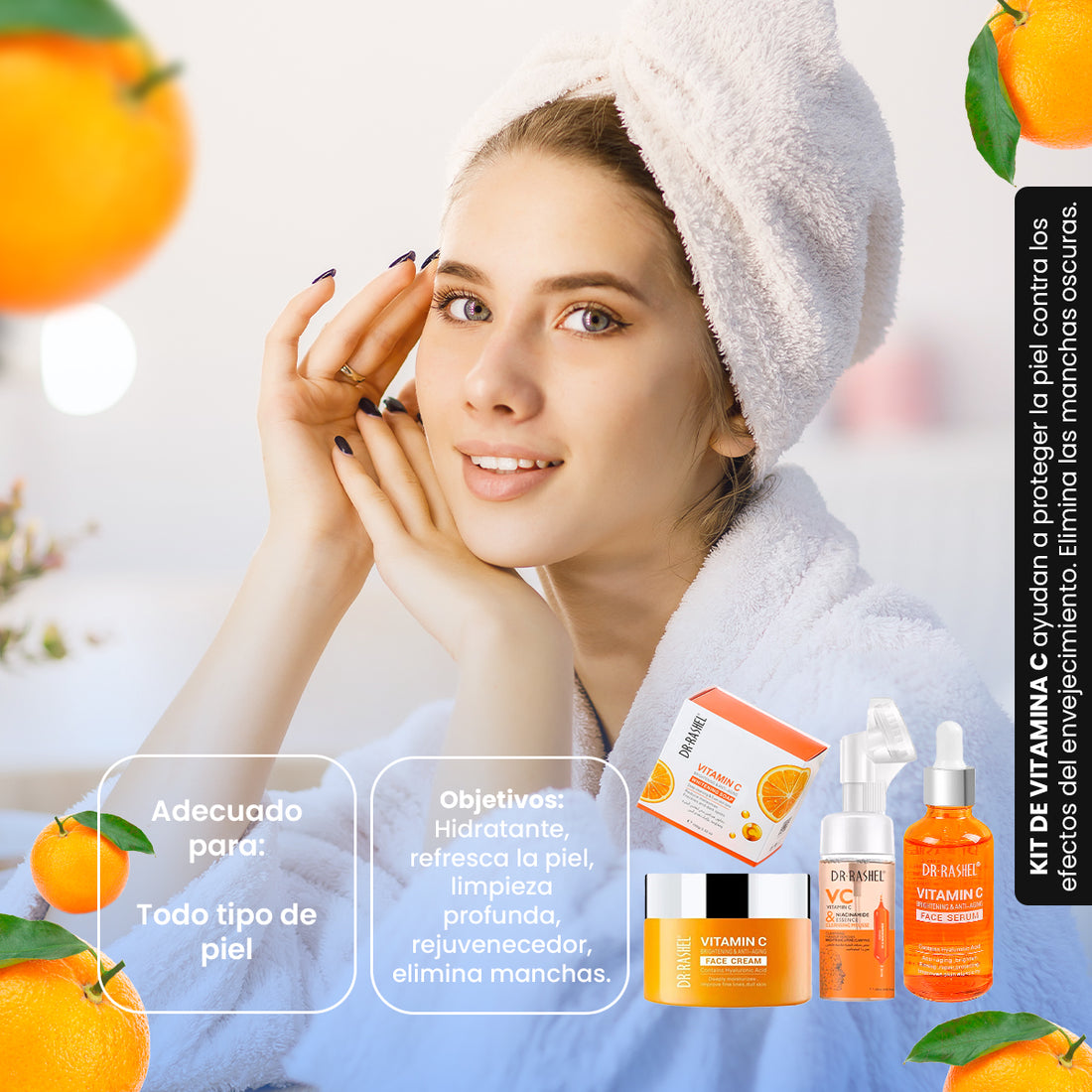 Combo Vitamina C Serum, Crema, Limpiador, Jabón Blanqueador - Dr Rashel