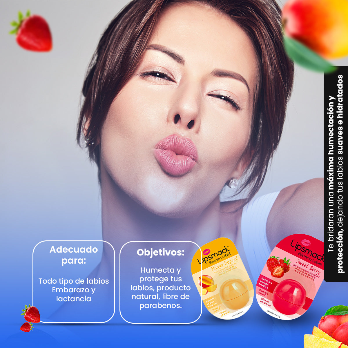 Pack bálsamo labial mango tropical + bálsamo labial dulce fresa lipsmack 11g