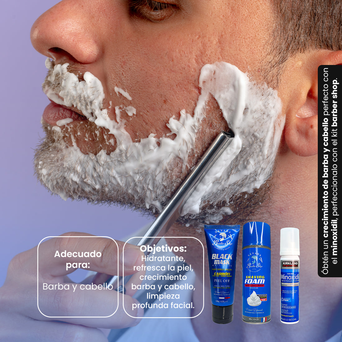Espuma para afeitar + mascarilla negra - NNP + kirkland - minoxidil espuma