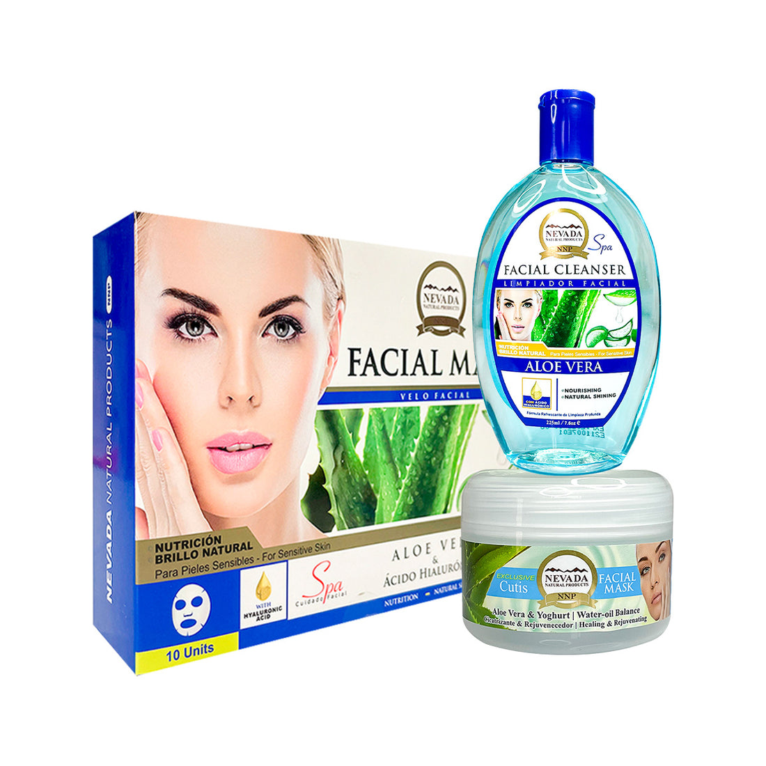 Crema Facial + Limpiador + Mascarilla Facial Aloe Vera - NNP