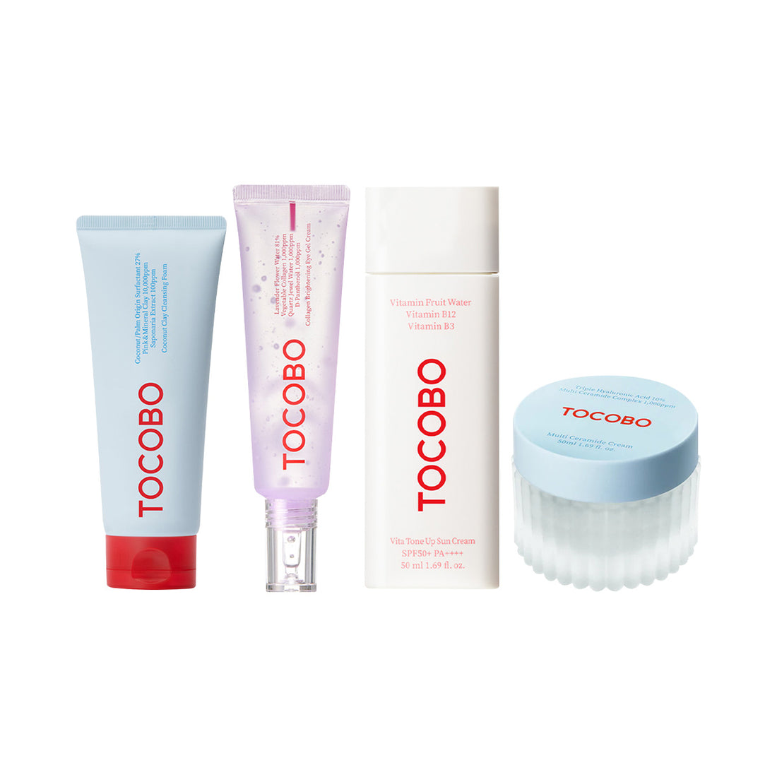 Espuma Limpiadora + Gel Para Ojos + Bloqueador Solar + Crema Facial - TOCOBO