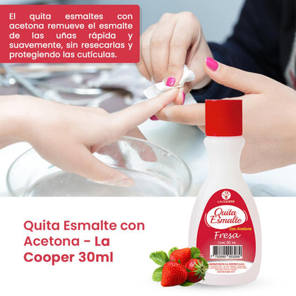 Quita Esmalte con Acetona Fresa 30ml - La Cooper