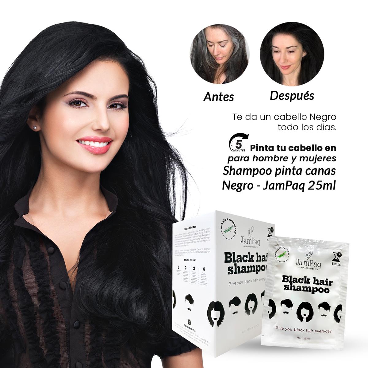 Shampoo pinta canas Negro x10 - JamPaq 25ml