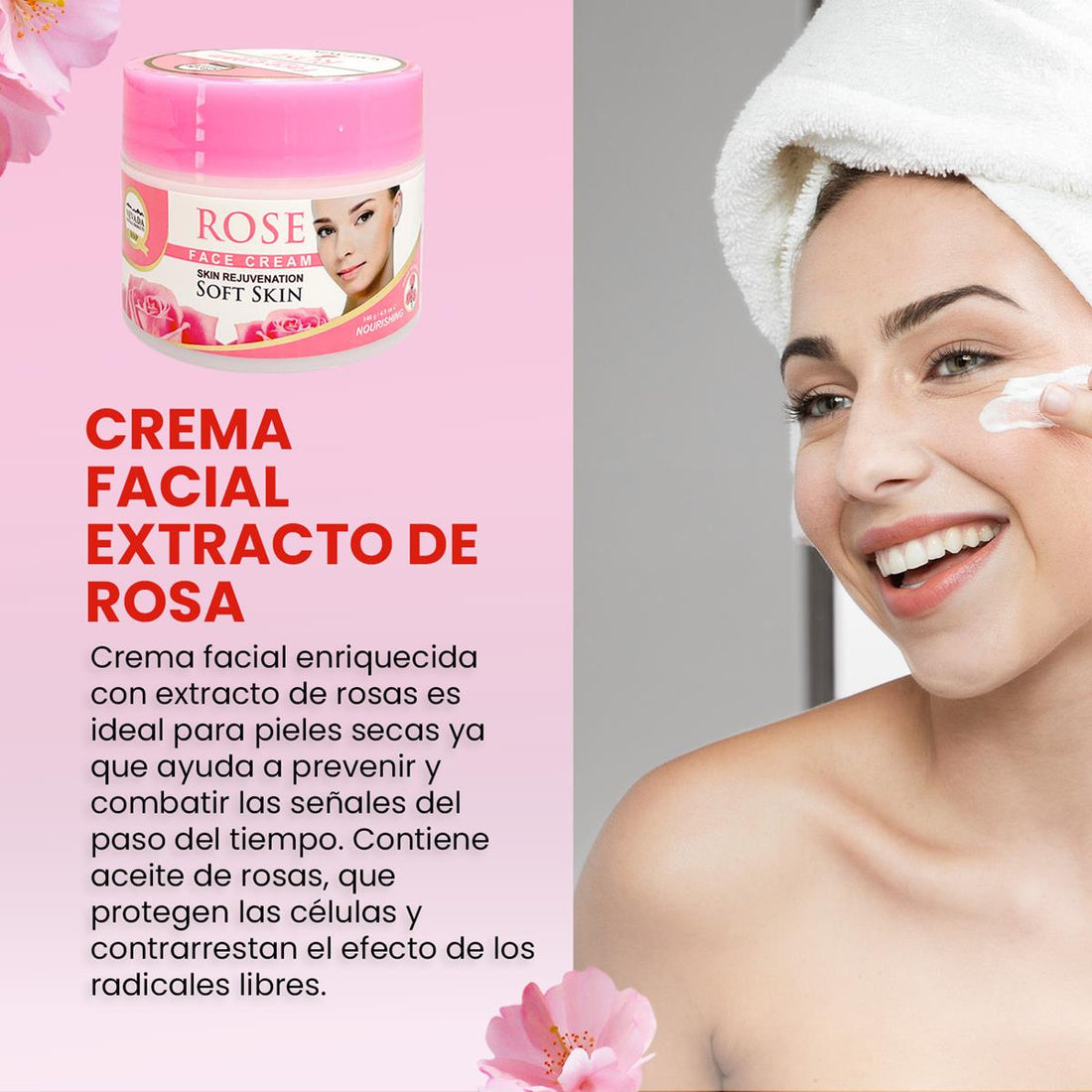 Crema facial extracto de rosa 140g - Nevada