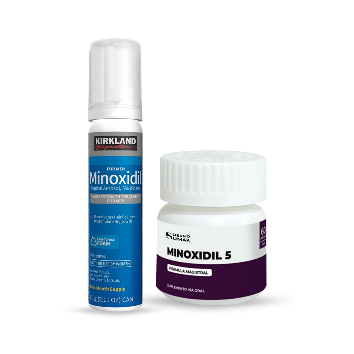 MINOXIDIL ESPUMA KIRKLAND 60ML + MINOXIDIL 5MG 60 CAPSULAS