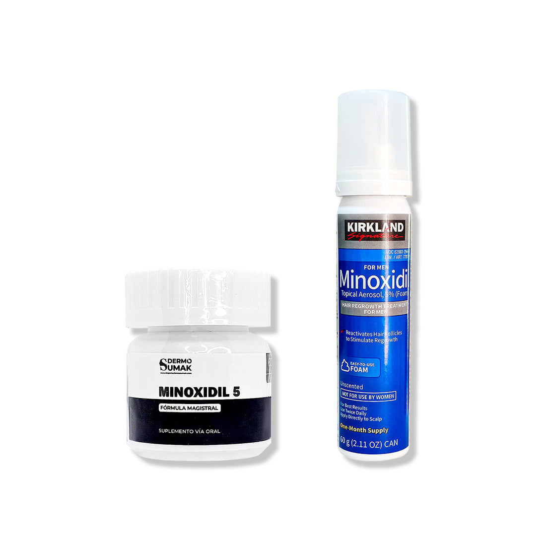 MINOXIDIL ESPUMA KIRKLAND 60ML + MINOXIDIL 5MG 60 CAPSULAS