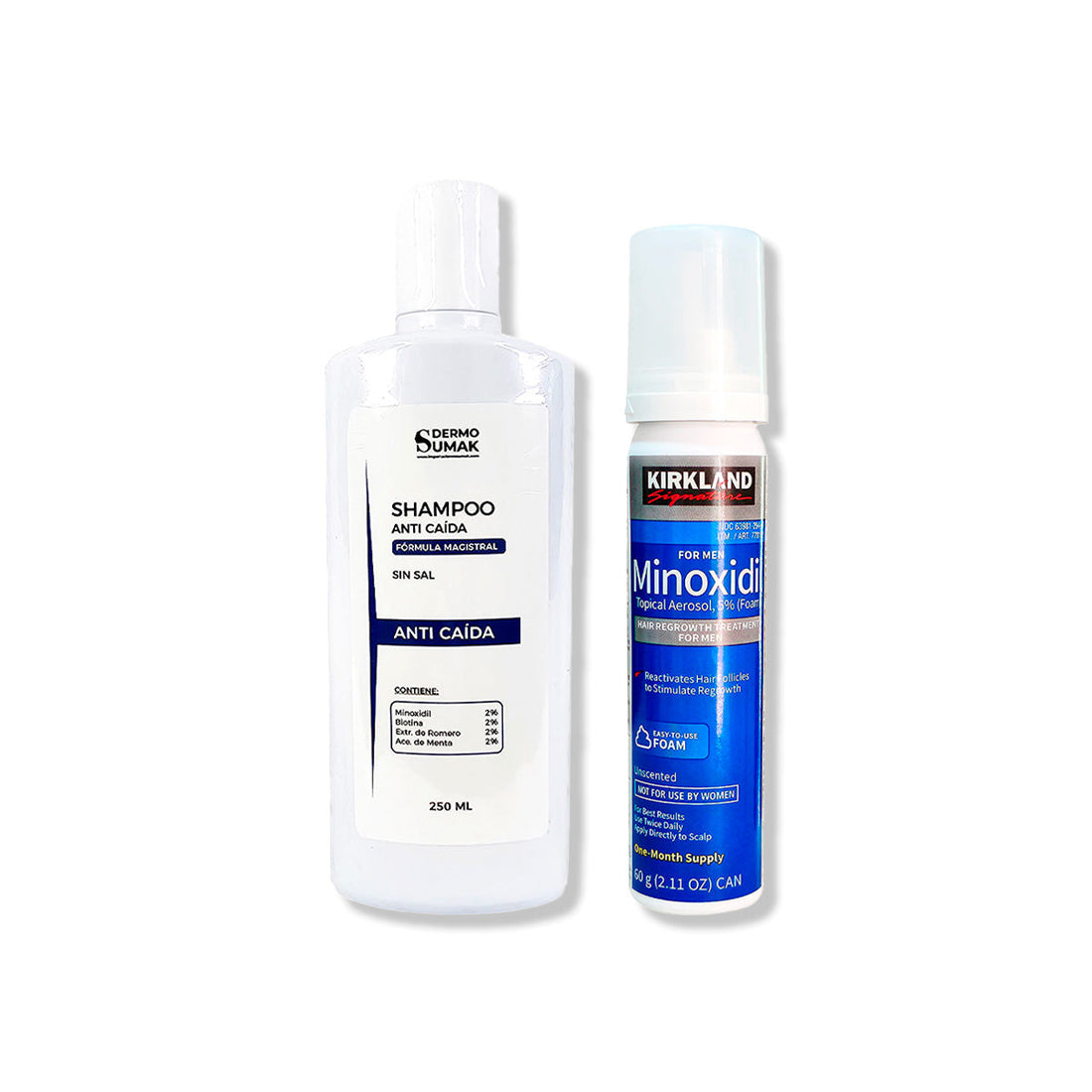 MINOXIDIL ESPUMA KIRKLAND 60ML + SHAMPOO SIN SAL ANTICAÍDA 250ML