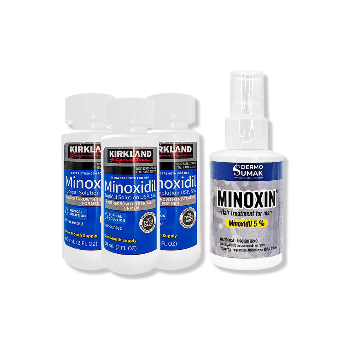 3 Minoxidil Líquido Kirkland + LOCIÓN MINOXIN 60ML