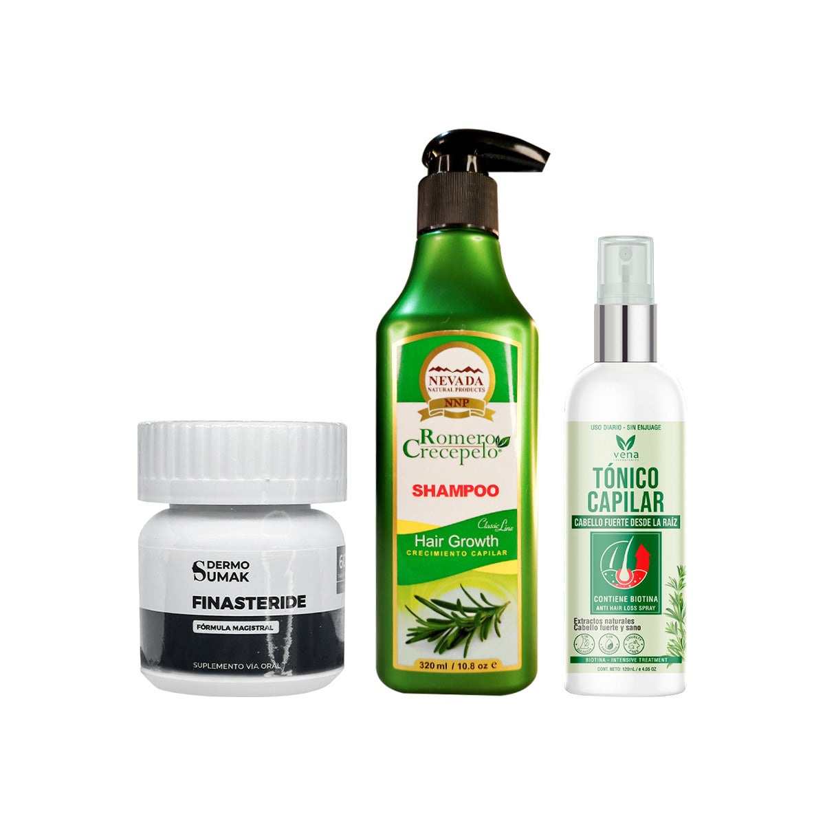 Cápsulas Finasteride 1mg + SHAMPOO ROMERO 320ML + TÓNICO CAPILAR