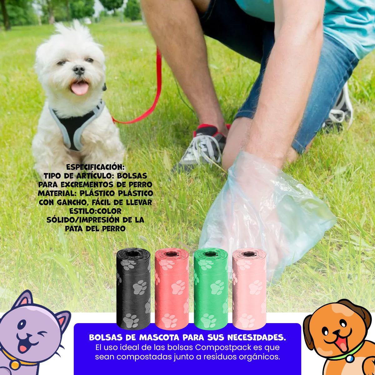 Pack de Bolsas de basura para mascotas por 4 pzas Kiss Pet