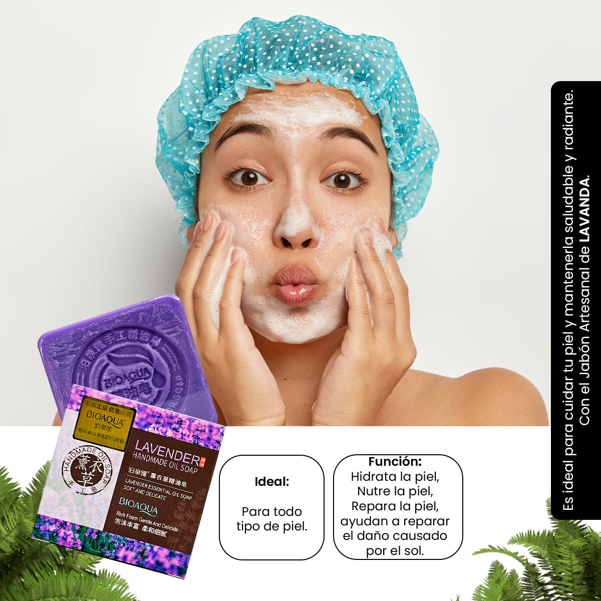 Jabón Natural de lavanda Bioaqua 100g Desintoxicante