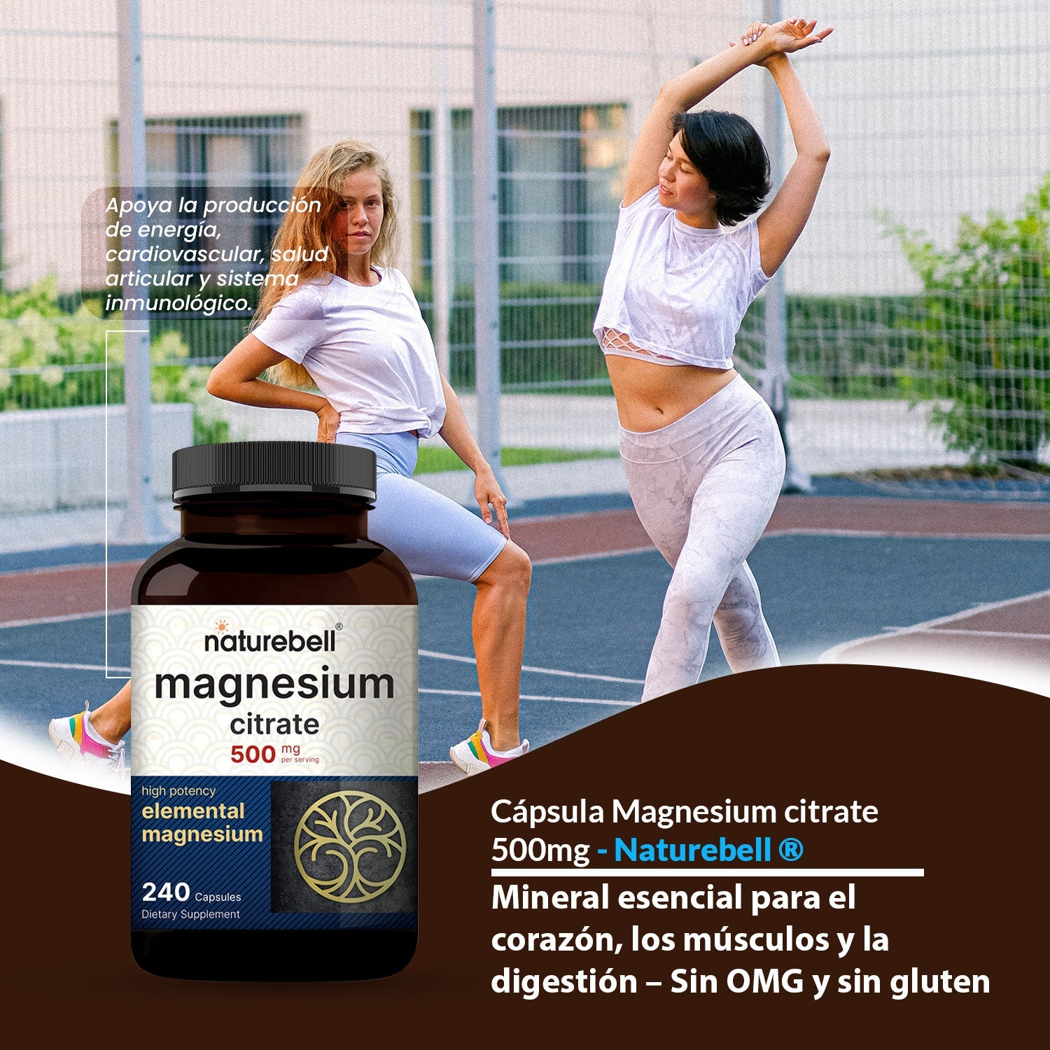 Cápsula Magnesium citrate 500mg - Naturebell