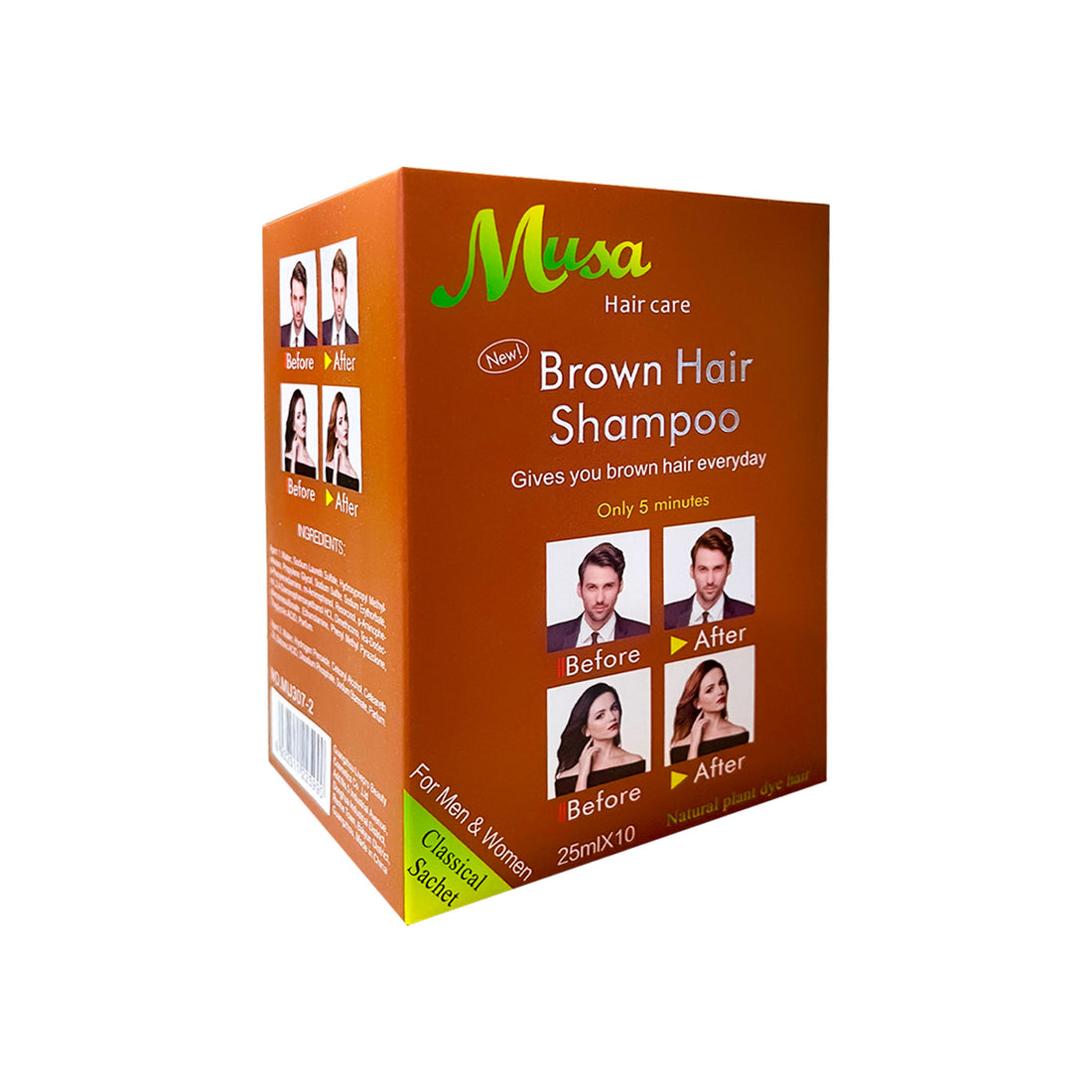 Shampoo pinta canas color castaño x10 - Musa 25ml