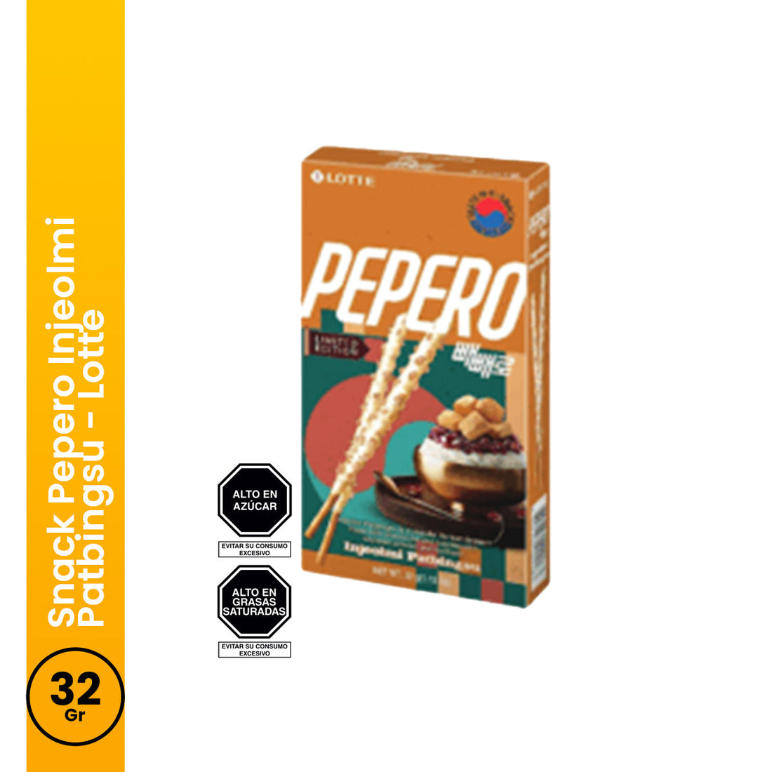 Snack Pepero Injeolmi Patbingsu 32gr Lotte