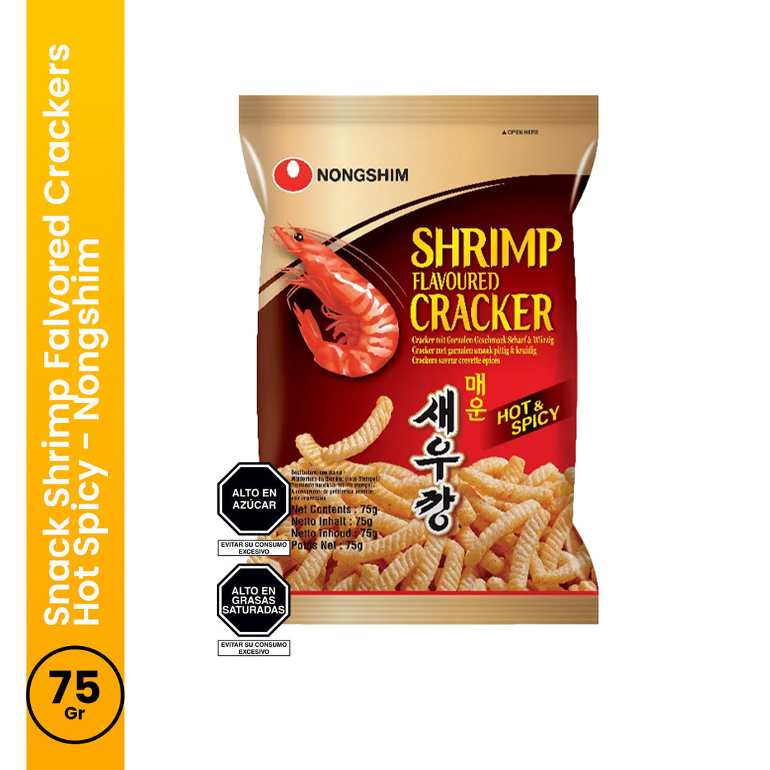 Snack Shrimp Falvored Crackers Hot Spicy 75gr Nongshim
